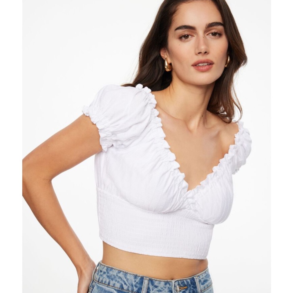 Dynamite White Ruffled Crop Top